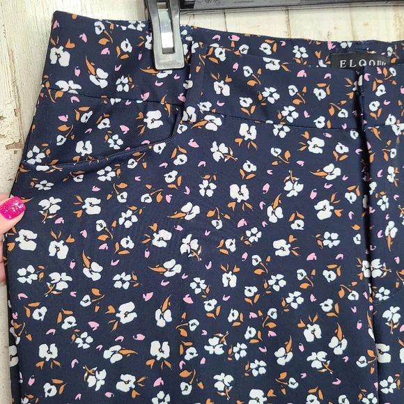 Eloquii Navy Blue Floral Casual Pants Ladies Size 16 - Picture 9 of 14